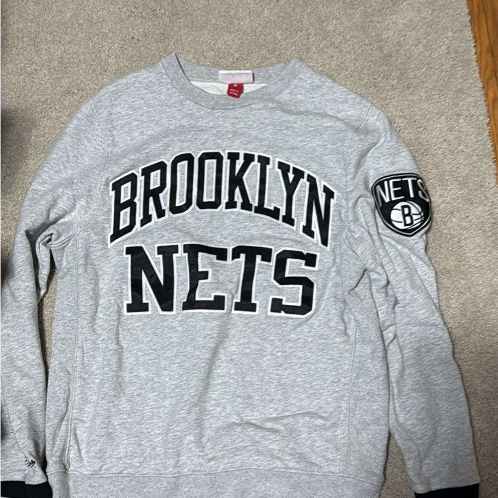 Mitchell and Ness Brooklyn Nets Gray Sweater